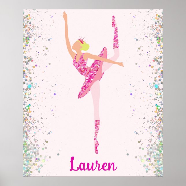 Light Hair Rosa Glitter Dress Pirouette Ballerina Poster (Framsidan)