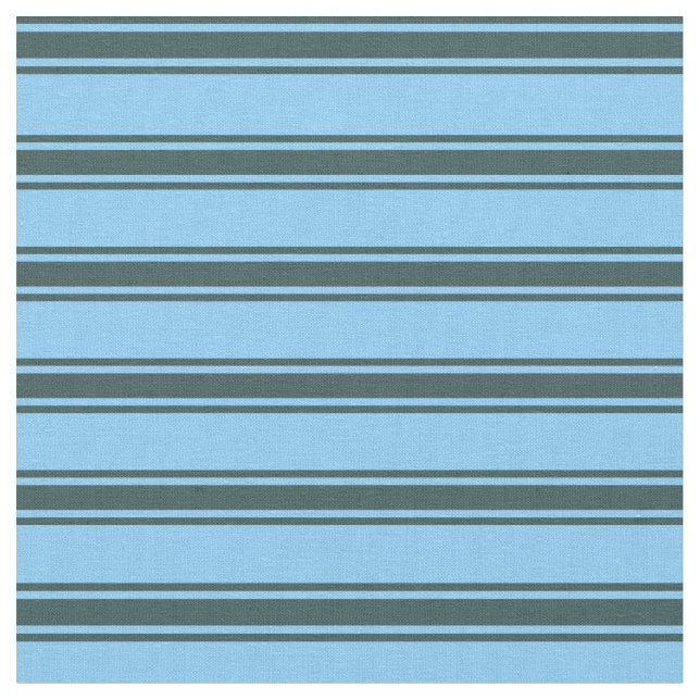 Light Himlar Blue and Mörk Slate Grått Linjer Tyg (Närbild)