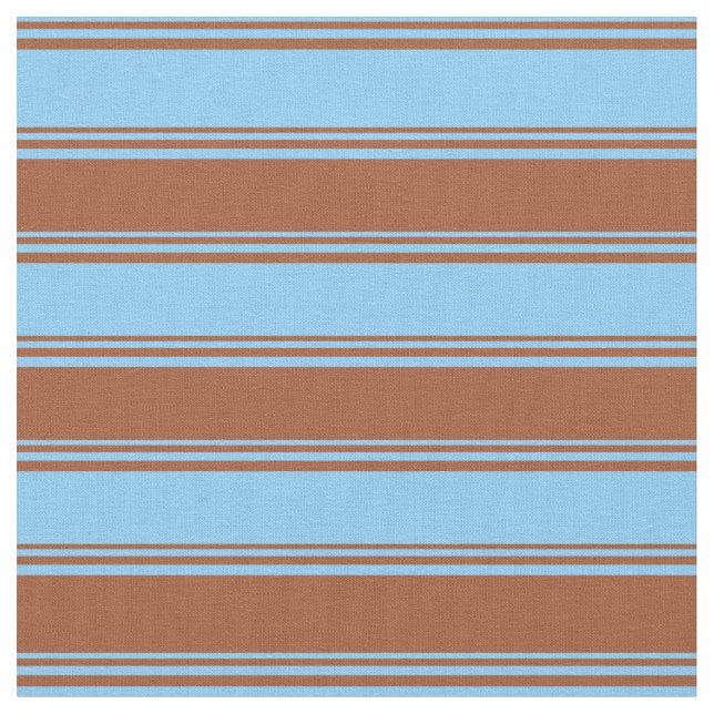 Light Himlar Blue and Sienna Stripe/Led Mönster Tyg (Närbild)