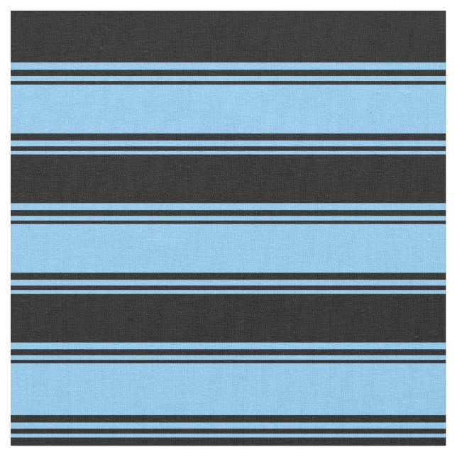Light Himlar Blue & Black Färgad Mönster Tyg (Närbild)