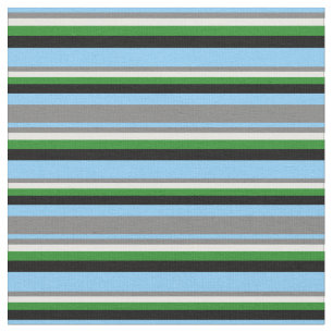 Light Himlar Blue, Grått, Mint Cream, Grönt & Blac Tyg