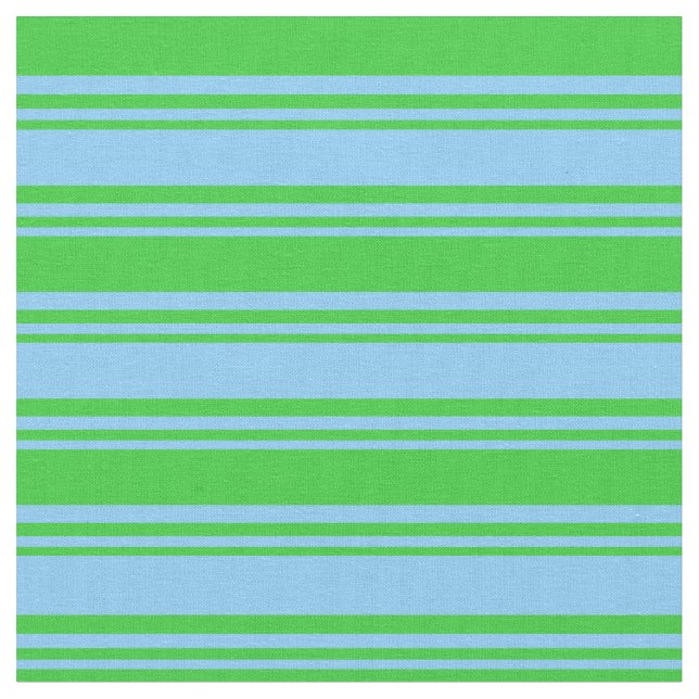 Light Himlar Blue & Lime Green Färgad Rand Tyg (Närbild)