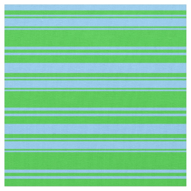 Light Himlar Blue & Lime Green Rand Mönster Tyg (Närbild)