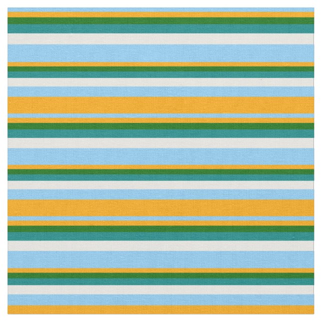 Light Himlar Blue, Orange, Mörk grönt, Teal & Whit Tyg (Närbild)