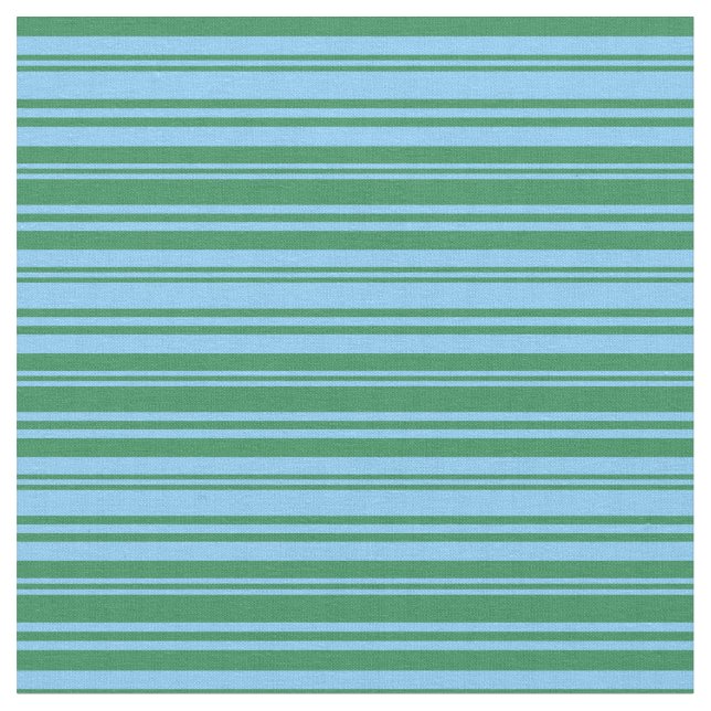 Light Himlar Blue & Sea Grönt Linjer/Rand Mönster Tyg (Närbild)