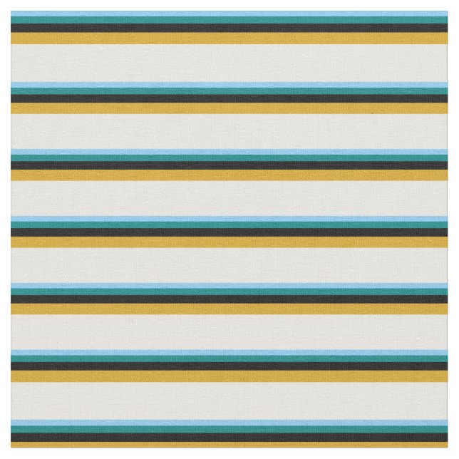 Light Himlar Blue, Teal, Black, Goldenrod, Mint Cr Tyg (Närbild)