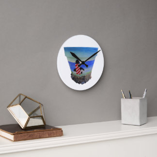 Light House Ocean View Clay Pot Wall Clock  Rund Klocka