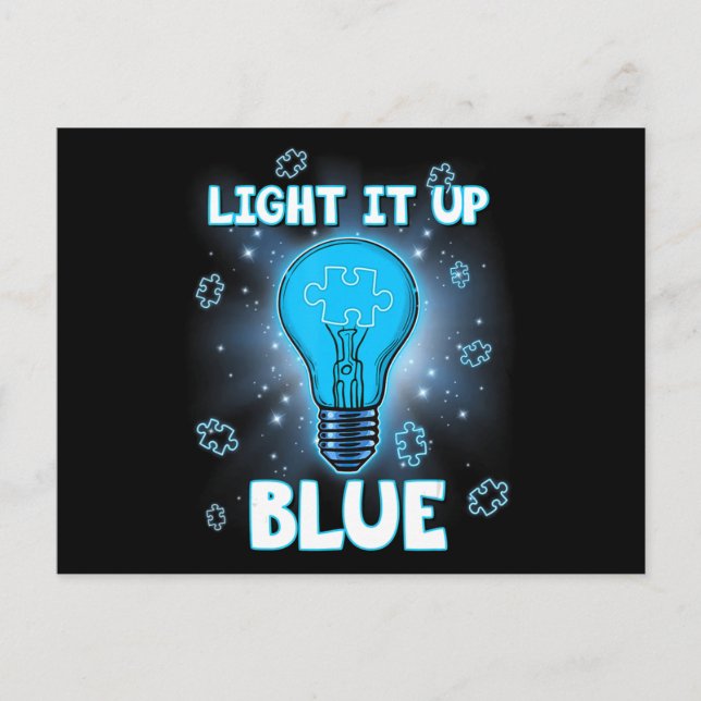 Light It Up Blue Autism Shirt I Wear Blue For Awar Vykort (Framsida)