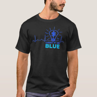 Light It Up Blue Tshirt Puz Zle Heartbeat Autism A T Shirt