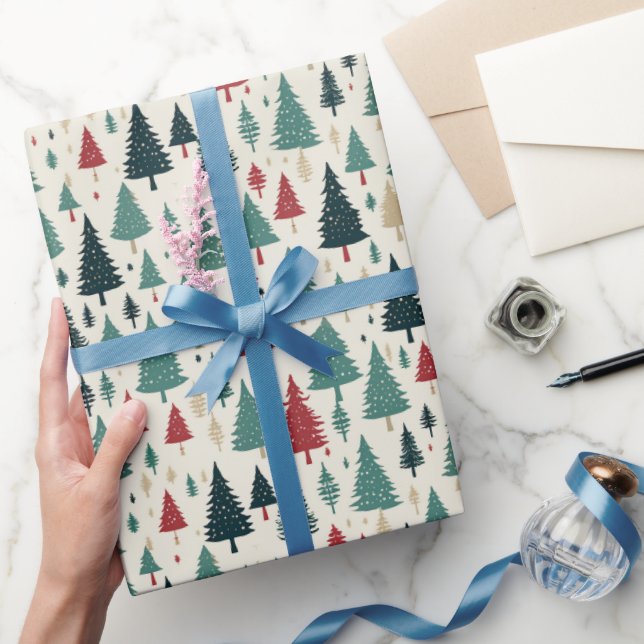 Light Julgranar Forest Julafton Mönster Gift Presentpapper (Gifting)