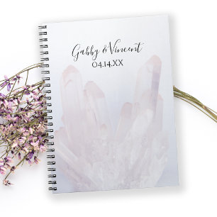 Light Lavender Lila Crystals Bröllop Guest Bok Anteckningsbok