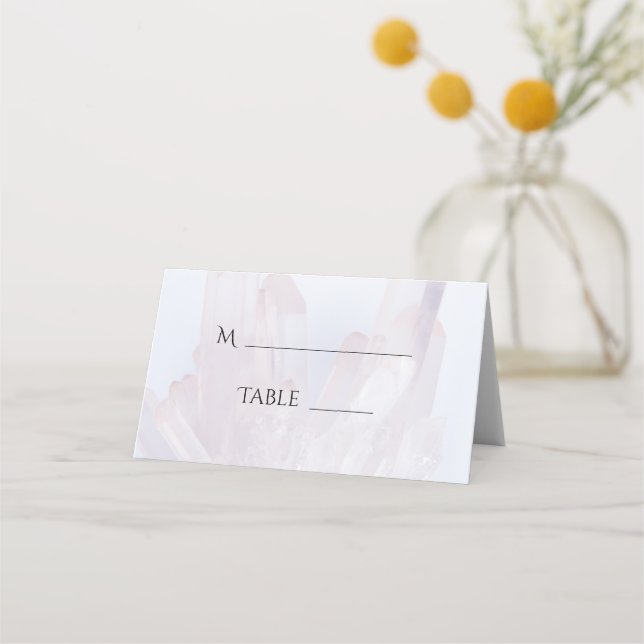 Light Lavender Lila Crystals Bröllop Placeringskort (Baksida)