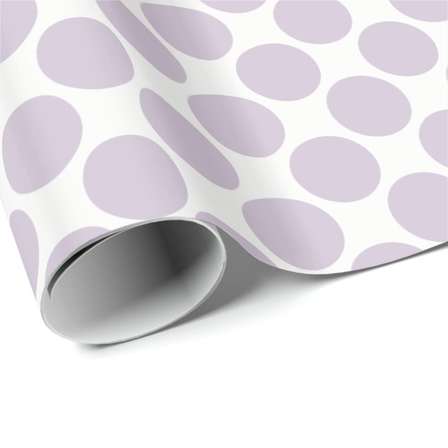 Light Lavender Polka dots on White Presentpapper (Rullad Hörn)