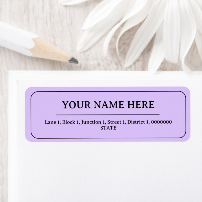 Light Lavender Simple Minimalist Namn Adress Returadress Etikett (Insitu)