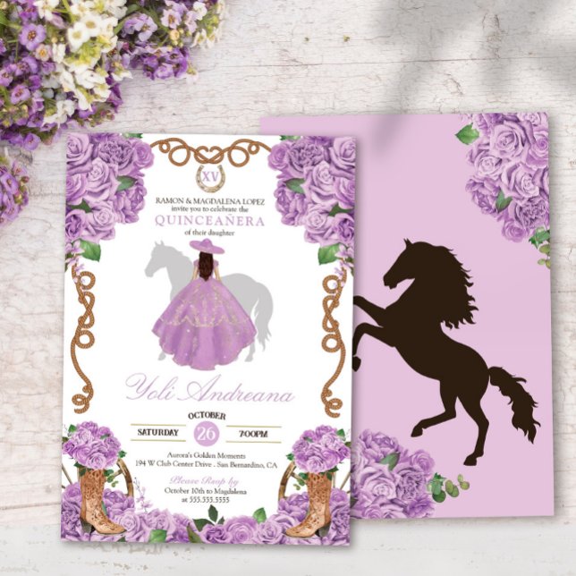 Light Lavender Western Charra Vestidos Quinceanera Inbjudningar (Skapare uppladdad)
