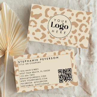 Light Leopard Print Anpassningsbar Company Logotyp Visitkort