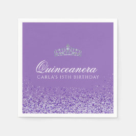 Light Lila and Glitter Quinceanera Pappersservett