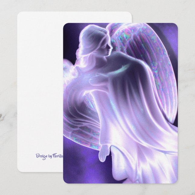 Light Lila Angel Inbjudningar (Fram/baksida)