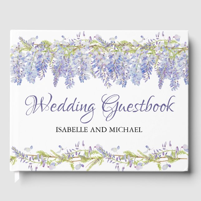 Light Lila Blommigt Personlig Bröllop Gästböcker (Framsida)