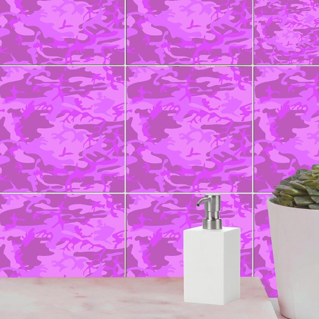 Light Lila Camouflage Kakelplatta (Light Purple Camouflage Ceramic Tile)