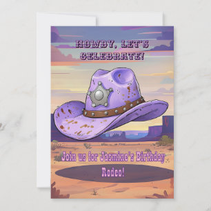 Light Lila Cowgirl som Flyter i Desert Inbjudningar
