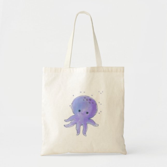 Light Lila Cute Octopus Watercolor Tygkasse (Framsidan)