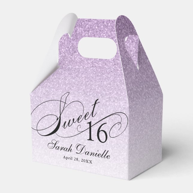 Light Lila Glam Glitter Sweet 16 Anpassningsbar Pa Presentaskar (Framsidan Sidan)