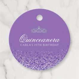 Light Lila Glitter Quinceanera Gåvor Etiketter
