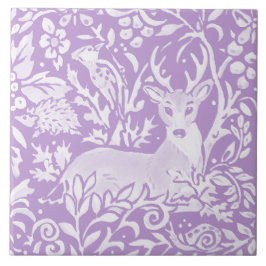 Light Lila Hjort Bird Hedgehog Woodland Natature Kakelplatta