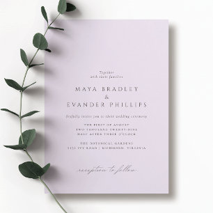 Light Lila Lilac Elegant Lavender Bröllop Inbjudningar