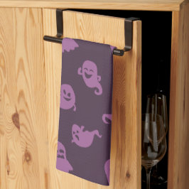 Light Lila Spöken Mörk Lila Halloween Kökshandduk