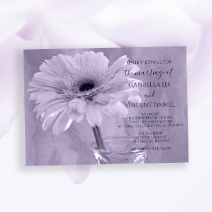 Light Lila Tated Gerber Daisy Bröllop Inbjudningar