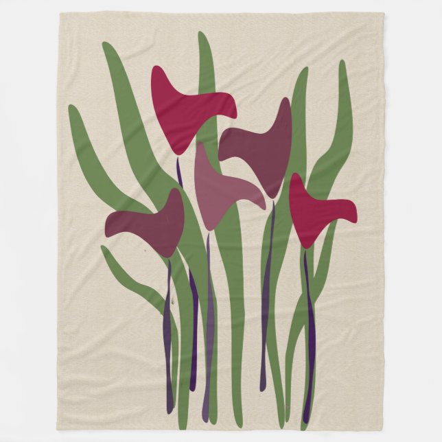 Light Linen look Lilies Fleece Blanket (Framsidan)