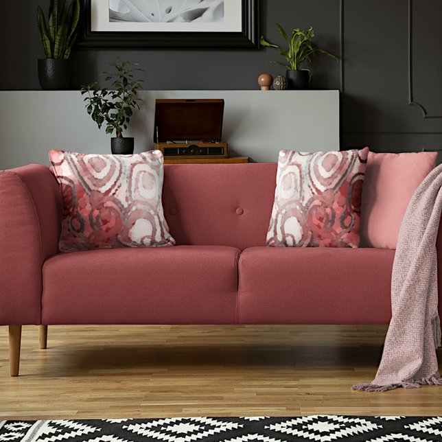 Light Mauve Taupe Red Rosa Ivory Circles Art Kudde (Skapare uppladdad)
