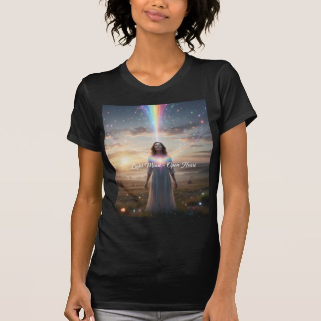Light Mind Open Heart — Divine Feminine Awakening  T Shirt (Framsida)