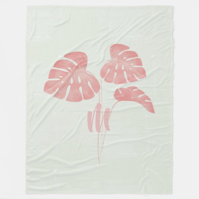 Light Mint Rosa Löv Monogram Fleece Blanket (Framsidan)