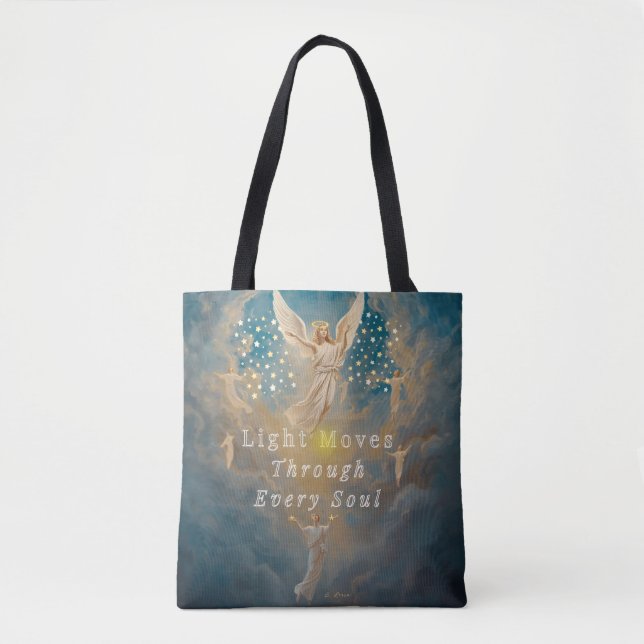 Light Moves Through Every Soul Tote Bag – Celestia Tygkasse (Framsida)
