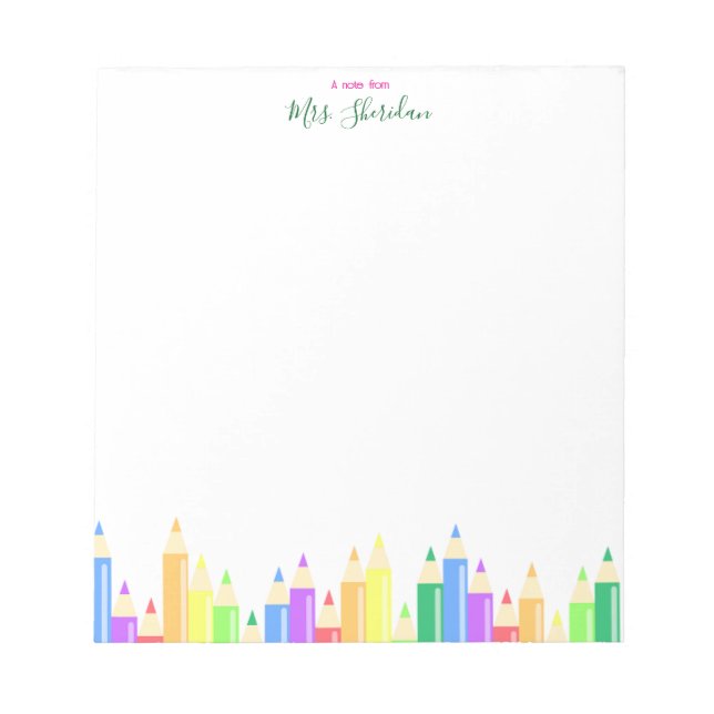 Light Multicolor Kindergarten Teacher Notepad Anteckningsblock (Framsida)