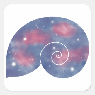 Light Nautilus Snäcka Starscape Sticker Fyrkantigt Klistermärke