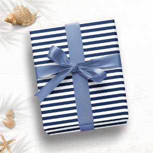 Light Navy Blue White Narrow Rand Presentpapper