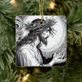 Light of the World Jesus Christmas Julgransprydnad Keramik