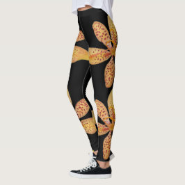 Light orange spottes Blackberry lily on black Leggings
