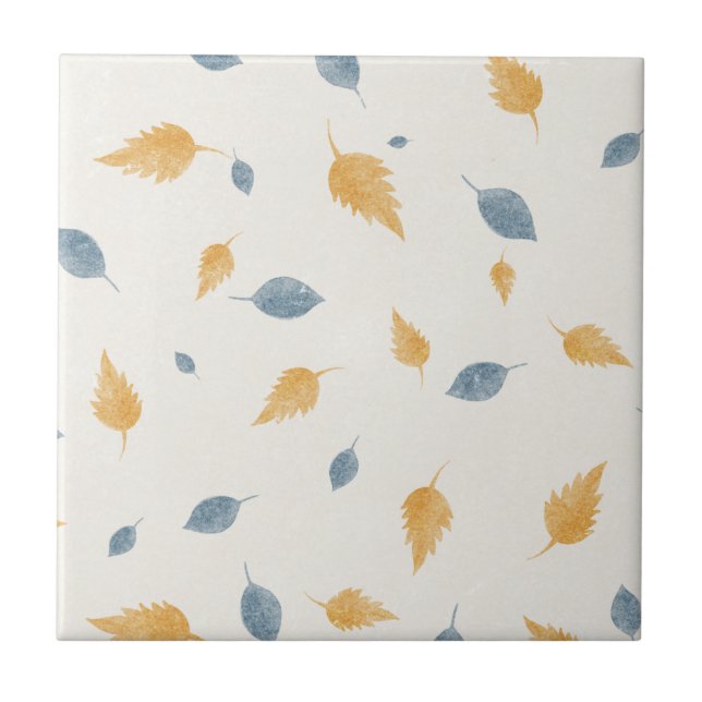 Light Pastel Beige Autumn Leaves Pattern Kakelplatta (Framsidan)