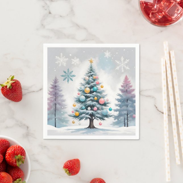 Light Pastel Christmas Tree Blue-Lilac | Ornaments Pappersservett (Insitu)