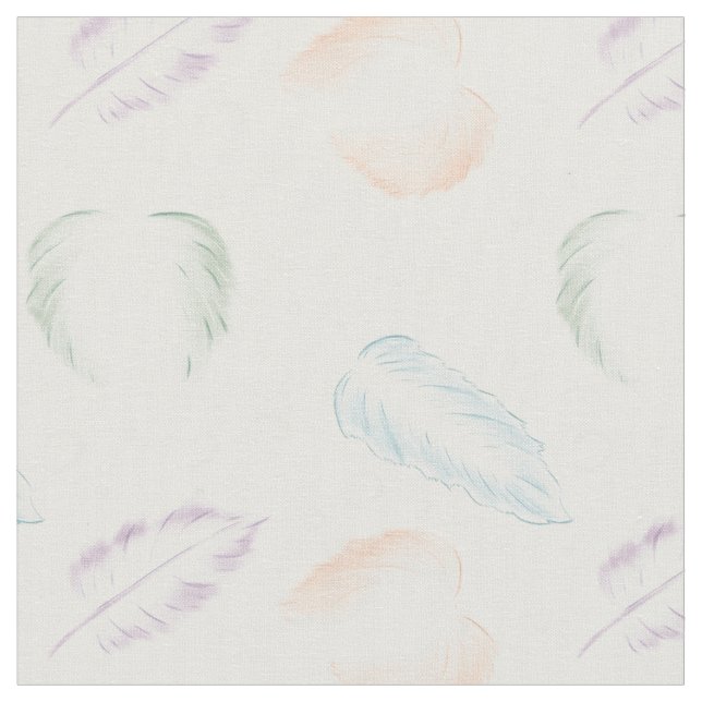 Light Pastel Feathers Mönster Fabric Tyg (Närbild)