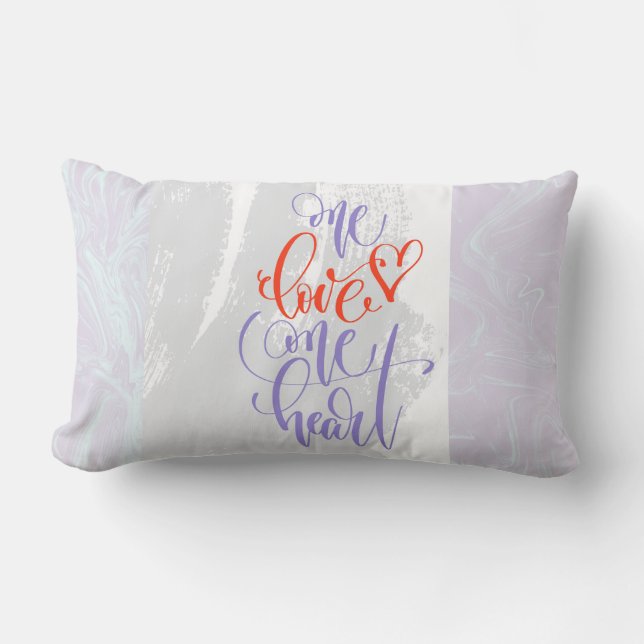 Light Pastel Marble Kärlek One Heart Lumbar Pillow Lumbarkudde (Framsida)