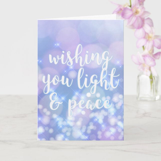 Light & Peace - Blue Sparkles Lycklig Hanukkah Kort (Orkide)