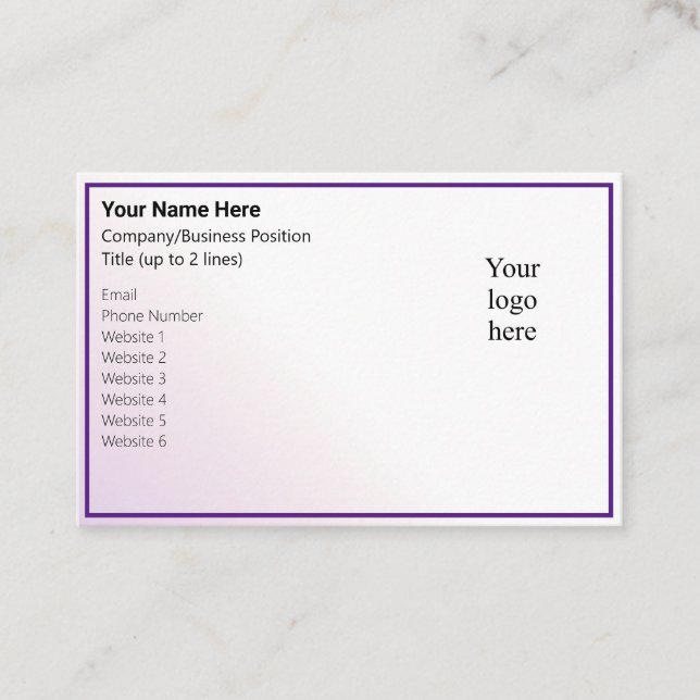 Light Peri Tint & Royal Purple Online Biz Logo Visitkort (Framsida)