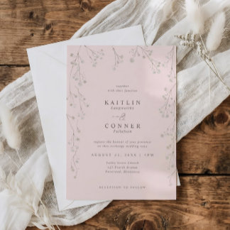 Light Pink Baby's Breath Wildflower Boho Wedding Inbjudningar