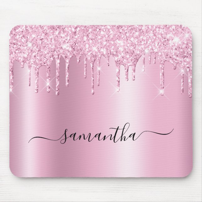 Light Pink Glitter Drips Shimmer Glam Name Musmatta (Framsidan)